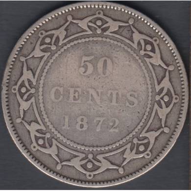 1872 H - VG - - Damaged - 50 Cents - Newfoundland