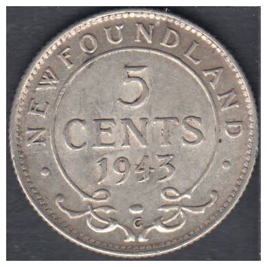 1943 C - EF - 5 Cents - Newfoundland