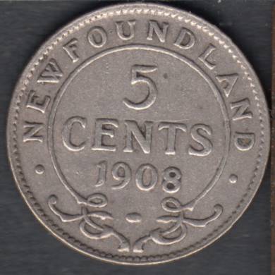 1908 - VG - 5 Cents - Newfoundland