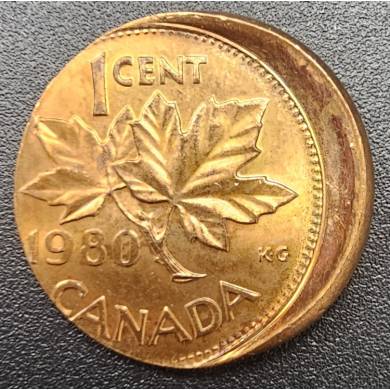 1980 - B.Unc - Struck Off Center - Canada Cent