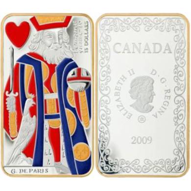 2009 -  $15 -  Argent Sterling Collection de monnaie de carte - Le roi de coeur