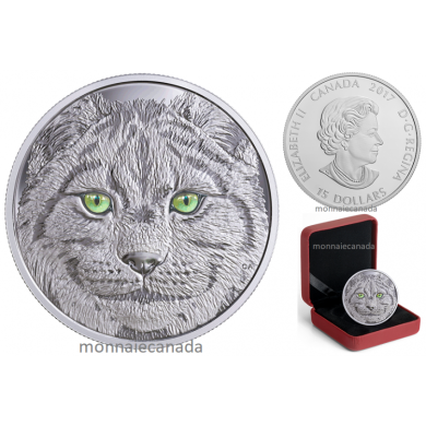 2017 - $15 - Pice photoluminescente en argent pur - Le regard du lynx