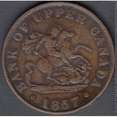 1857 - VF - Bank of Upper Canada - Half Penny Token - PC-5D