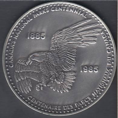 Serge Huard - 1985 - 1885 - Centenaire des Parcs Nationaux du Canada - Plaqu Argent - Dollar de Commerce