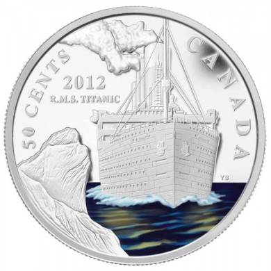2012 -50 Cents - R.M.S. Titanic - Silver-Plated Coloured Coin