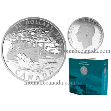 2015 - $30 - 2 oz. Fine Silver Coin - Canada's Merchant Navy in the Battle of the Atlantic