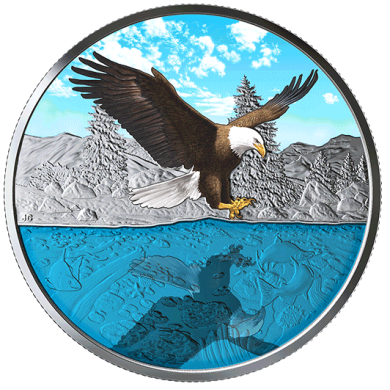 2019 - $20 - 1 oz. Pure Silver Coin - Bald Eagle Reflection