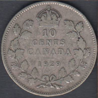 1929 - VG/F - Scratch - Canada 10 Cents