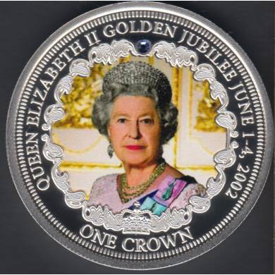 2017 - Proof - One Crown - Queen Elisabeth II - Plaqu Argent - Golden Jubilee June 1-4 2002 - Tristan da Cunha
