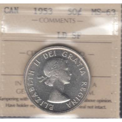 1953 - LD SF - MS-63 - ICCS - Canada 50 Cents