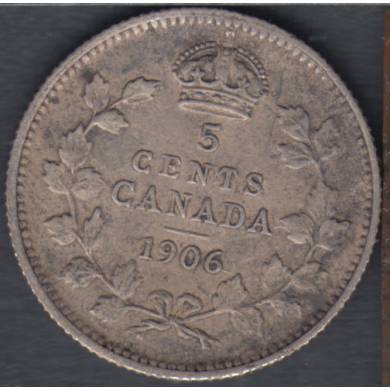 1906 - Narrow Date - VF - Canada 5 Cents
