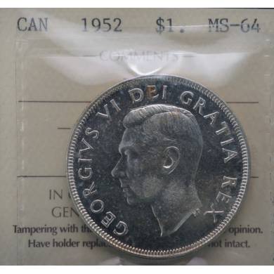 1952 - NWL - MS 64 - ICCS - Canada $1 Dollar