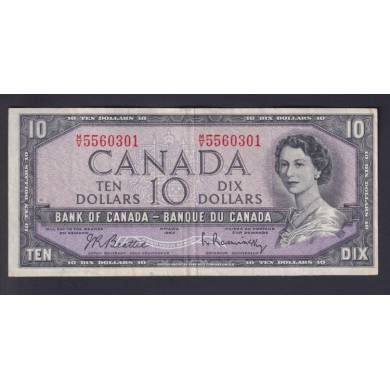 1954 $10 Dollars - VF - Beattie Rasminsky - Prefix M/V