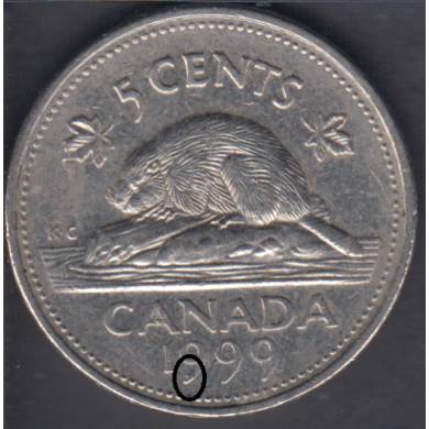 1999 - Dot Attached to '9' - Canada 5 Cents