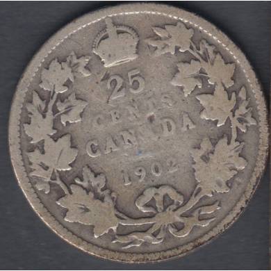 1902 - G/VG - Canada 25 Cents