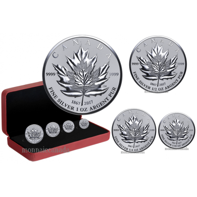 2017 - Pure Silver 4-Coin Fractional Set - Maple Leaf Tribute