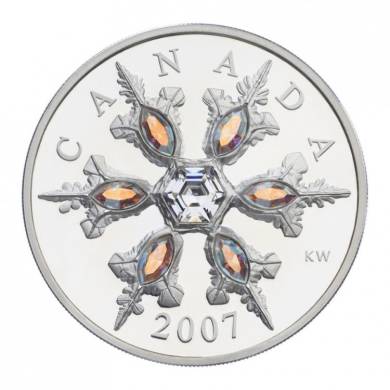 2007 - $20 - Canada Iridescent Crystal Snowflake Sterling Silver coin