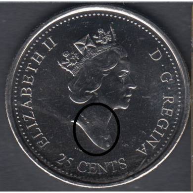 2000 - #1 B.Unc - Manque des Perles sur le Collier - Fiert - Canada 25 Cents
