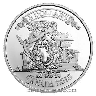2015 - $5 - Pice en argent fin  Srie Billets de banque canadiens : Vignette du billet canadien