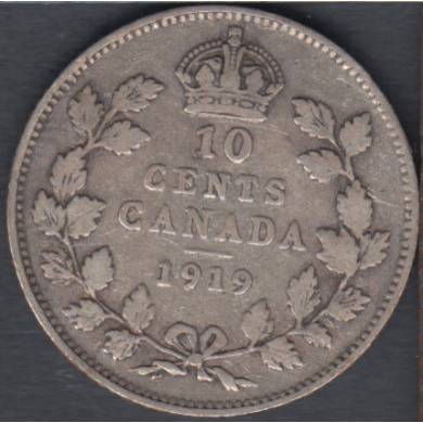 1919 - VG - Endommag - Canada 10 Cents