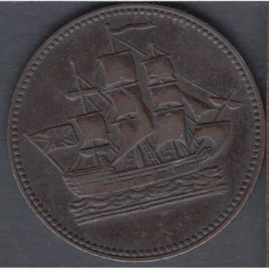 1835 - EF - Ship Colonies & Commerce - Half Penny Token - PE-10-32 - P.E.I.