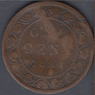 1884 - Damaged - Obverse #2 - Canada Large Cent
