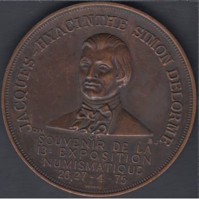 1975 - One Side Blank (Error) - Jacques - Hyacinthe Simon Delorme - Souvenir de la 13ime Exposition Numismatique - Medal