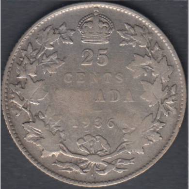 1936 Dot - VG - Canada 25 Cents