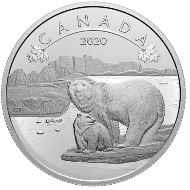 2020 - $10 - 1/2 oz. Pure Silver Coin - O Canada! 6-coin Series - Polar Bears