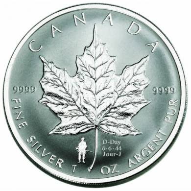 2004 - $5 1 oz silver maple D-Day - Original RCM Mint