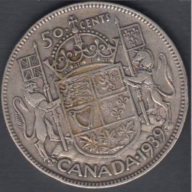 1939 - Fine - Rotated Dies - Canada 50 Cents