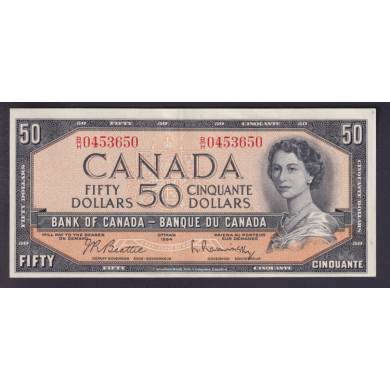 1954 $50 Dollars - AU/UNC - Beattie Rasminsky - Prefix B/H