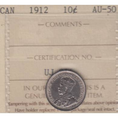 1912 - AU-50 - ICCS - Canada 10 Cents