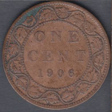 1906 - Fine  - Stained - Canada Large Cent