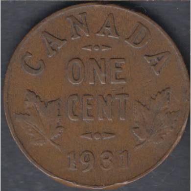 1931 - VG/F - Canada Cent