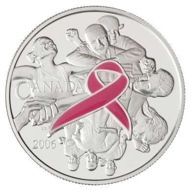 2006  $5 Fine Silver Coin - Pink Ribbon - TAX Exempt