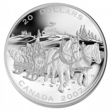 2007 $20 Fine Silver Coin - Holiday Sleigh Ride - TAX Exempt