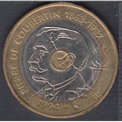 1994 - 1894 - 20 Francs - 1863-1937 -Pierre de Courbertin  - France