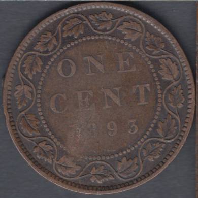 1893 - VG/F - Damaged - Canada Large Cent