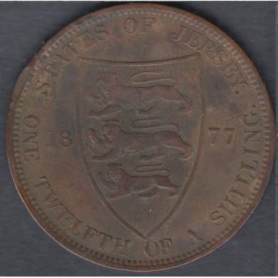 1877 H - 1/12 of a Shilling - Jersey