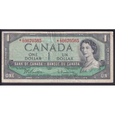 1954 $1 Dollar - F/VF - Beattie Rasminsky - Prefix *I/O - Replacement