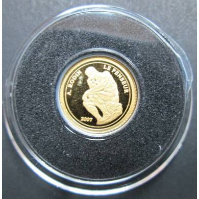 2007 Republic Benin 1500 Francs Fine Gold Proof Coin - The Thinker - NO TAX