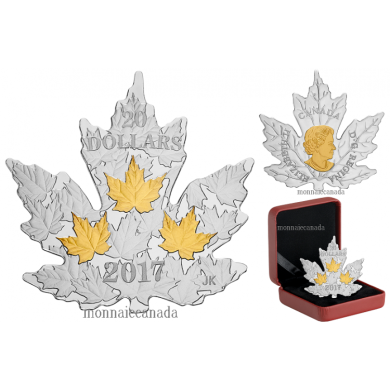 20147 - $20 - 1 oz. Pure Silver Gold-Plated Coin - Gilded Silver Maple Leaf