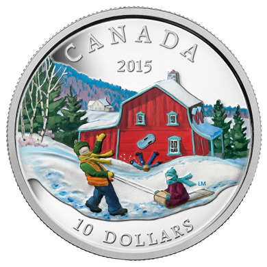 2015 - $10 - Pice de 1/2 oz en argent fin - Scne d'hiver