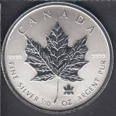2004 Canada $2 Dollars - 1/10 oz Silver Maple Leaf - Privy Mark