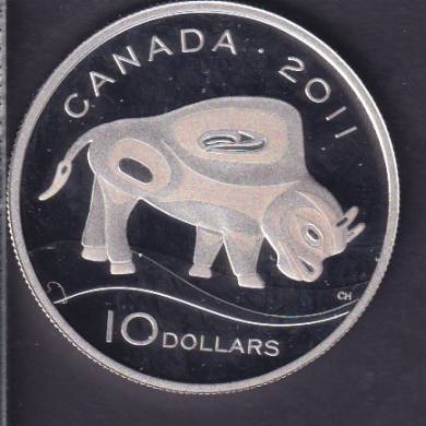 2011 - $10 - Fine Silver Coin - Wood Bison