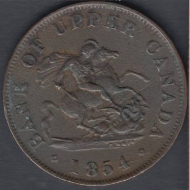 1854 - VF - Rouill - Bank of Upper Canada - Half Penny Token - PC-5C1