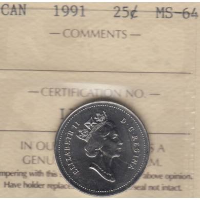 1991 - MS-64 - ICCS - Canada 25 Cents