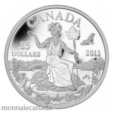 2013 - $25 - 1 oz Fine Silver Coin - Canada: An Allegory $25