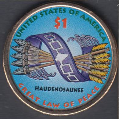 2010 D - B.Unc - VColored - Great Law of Peace - Native Dollar